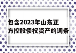 包含2023年山东正方控股债权资产的词条