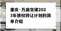 重庆·万盛交建2023年债权转让计划的简单介绍