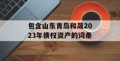 包含山东青岛和晟2023年债权资产的词条