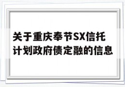 关于重庆奉节SX信托计划政府债定融的信息