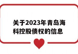 关于2023年青岛海科控股债权的信息