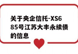 关于央企信托-XS685号江苏大丰永续债的信息