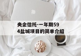 央企信托-一年期594盐城项目的简单介绍