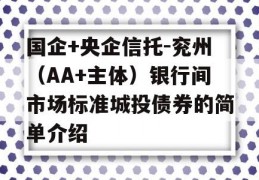 国企+央企信托-兖州（AA+主体）银行间市场标准城投债券的简单介绍