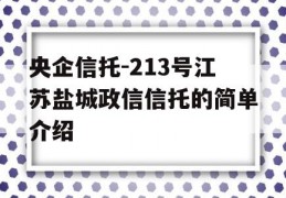 央企信托-213号江苏盐城政信信托的简单介绍