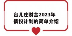 台儿庄财金2023年债权计划的简单介绍