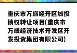 重庆市万盛经开区城投债权转让项目(重庆市万盛经济技术开发区开发投资集团有限公司)