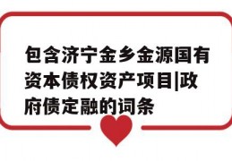 包含济宁金乡金源国有资本债权资产项目|政府债定融的词条