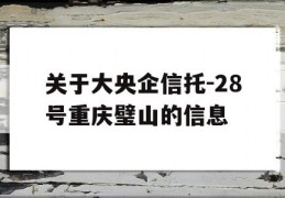 关于大央企信托-28号重庆璧山的信息