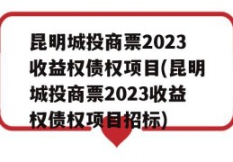 昆明城投商票2023收益权债权项目(昆明城投商票2023收益权债权项目招标)