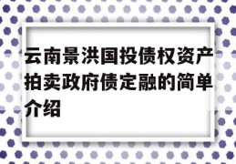 云南景洪国投债权资产拍卖政府债定融的简单介绍