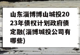 山东淄博博山城投2023年债权计划政府债定融(淄博城投公司有哪些)