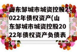 山东邹城市城资控股2022年债权资产(山东邹城市城资控股2022年债权资产负债表)