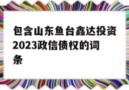 包含山东鱼台鑫达投资2023政信债权的词条