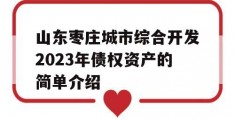 山东枣庄城市综合开发2023年债权资产的简单介绍