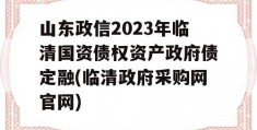 山东政信2023年临清国资债权资产政府债定融(临清政府采购网官网)