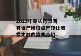 2023年重庆万盛国有资产债权资产转让城投定融的简单介绍