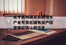 关于昆明国家高新技术产业开发区国有资产经营债权转让的信息