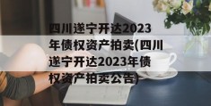 四川遂宁开达2023年债权资产拍卖(四川遂宁开达2023年债权资产拍卖公告)