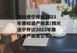 四川遂宁开达2023年债权资产拍卖(四川遂宁开达2023年债权资产拍卖公告)