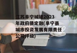 江苏阜宁城建2023年政府债定融(阜宁县城市投资发展有限责任公司评级)