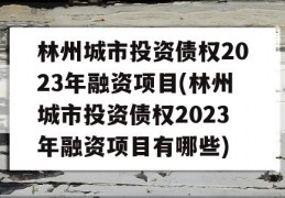 林州城市投资债权2023年融资项目(林州城市投资债权2023年融资项目有哪些)