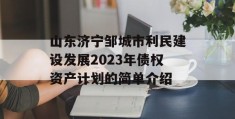 山东济宁邹城市利民建设发展2023年债权资产计划的简单介绍