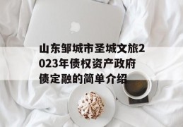 山东邹城市圣城文旅2023年债权资产政府债定融的简单介绍