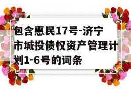 包含惠民17号-济宁市城投债权资产管理计划1-6号的词条