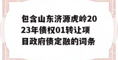 包含山东济源虎岭2023年债权01转让项目政府债定融的词条