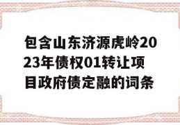 包含山东济源虎岭2023年债权01转让项目政府债定融的词条