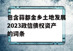 包含蒜都金乡土地发展2023政信债权资产的词条