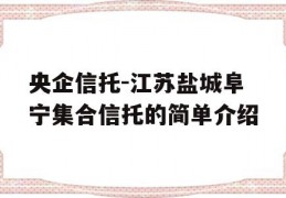 央企信托-江苏盐城阜宁集合信托的简单介绍