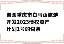 包含重庆市白马山旅游开发2023债权资产计划1号的词条