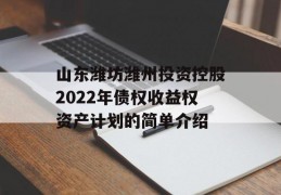 山东潍坊潍州投资控股2022年债权收益权资产计划的简单介绍