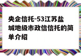 央企信托-53江苏盐城地级市政信信托的简单介绍