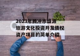 2023年腾冲市盛源旅游文化投资开发债权资产项目的简单介绍