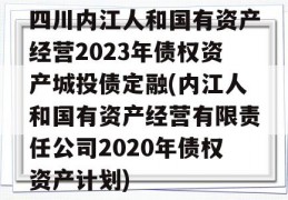 四川内江人和国有资产经营2023年债权资产城投债定融(内江人和国有资产经营有限责任公司2020年债权资产计划)