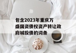 包含2023年重庆万盛国资债权资产转让政府城投债的词条