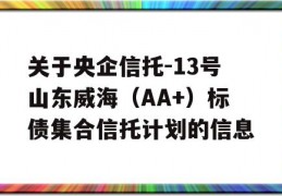 关于央企信托-13号山东威海（AA+）标债集合信托计划的信息