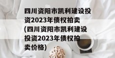 四川资阳市凯利建设投资2023年债权拍卖(四川资阳市凯利建设投资2023年债权拍卖价格)