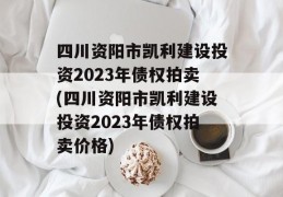 四川资阳市凯利建设投资2023年债权拍卖(四川资阳市凯利建设投资2023年债权拍卖价格)