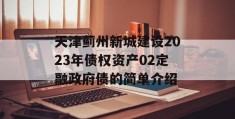 天津蓟州新城建设2023年债权资产02定融政府债的简单介绍