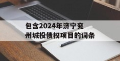 包含2024年济宁兖州城投债权项目的词条