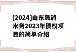 [2024]山东晟润水务2023年债权项目的简单介绍