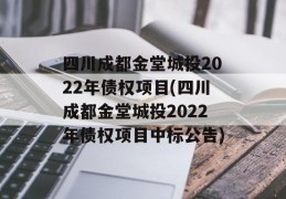 四川成都金堂城投2022年债权项目(四川成都金堂城投2022年债权项目中标公告)