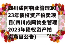 四川成阿物业管理2023年债权资产拍卖项目(四川成阿物业管理2023年债权资产拍卖项目公告)