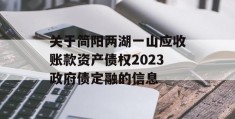 关于简阳两湖一山应收账款资产债权2023政府债定融的信息