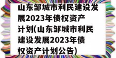 山东邹城市利民建设发展2023年债权资产计划(山东邹城市利民建设发展2023年债权资产计划公告)