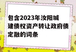 包含2023年汝阳城建债权资产转让政府债定融的词条